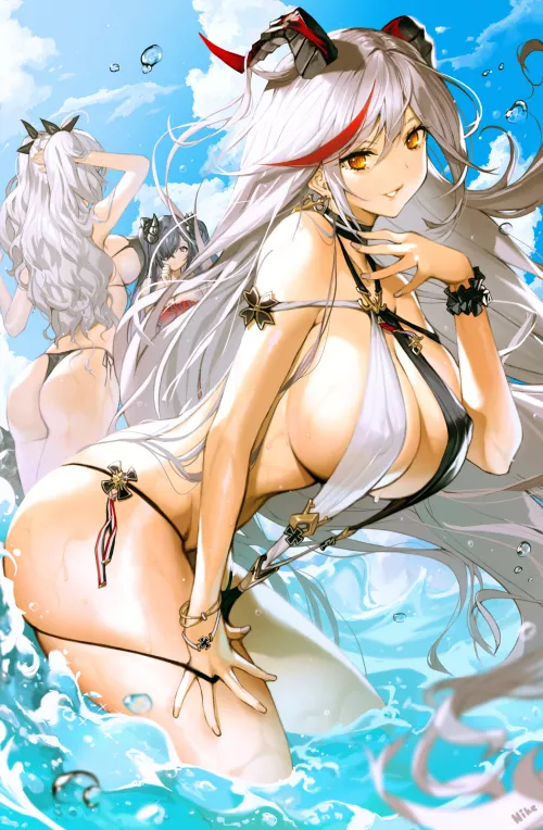 Beach time between waifus ships (pixiv : nike) [Azur Lane]