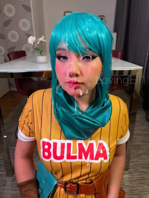 beautiful face is covered in cum