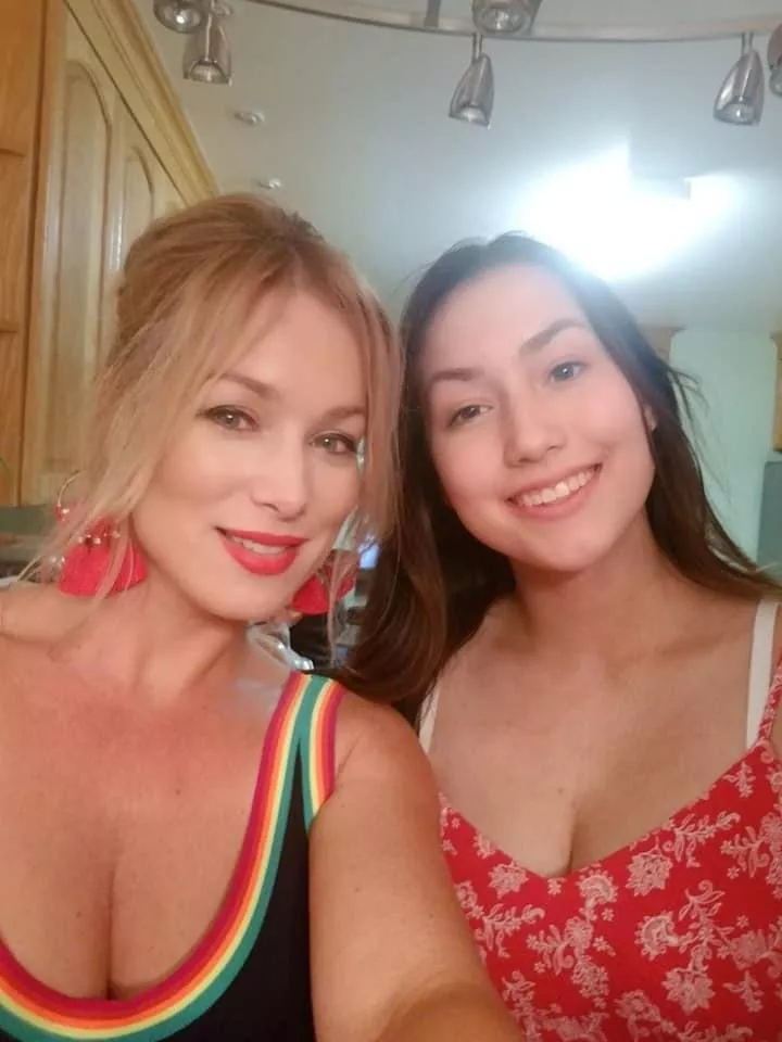 Beautiful mom and daughter