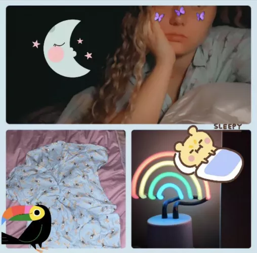 bed timeeee, i have clean toucan pjs n my rainbow night light. i’m half little n my brain is all fuzzy :((