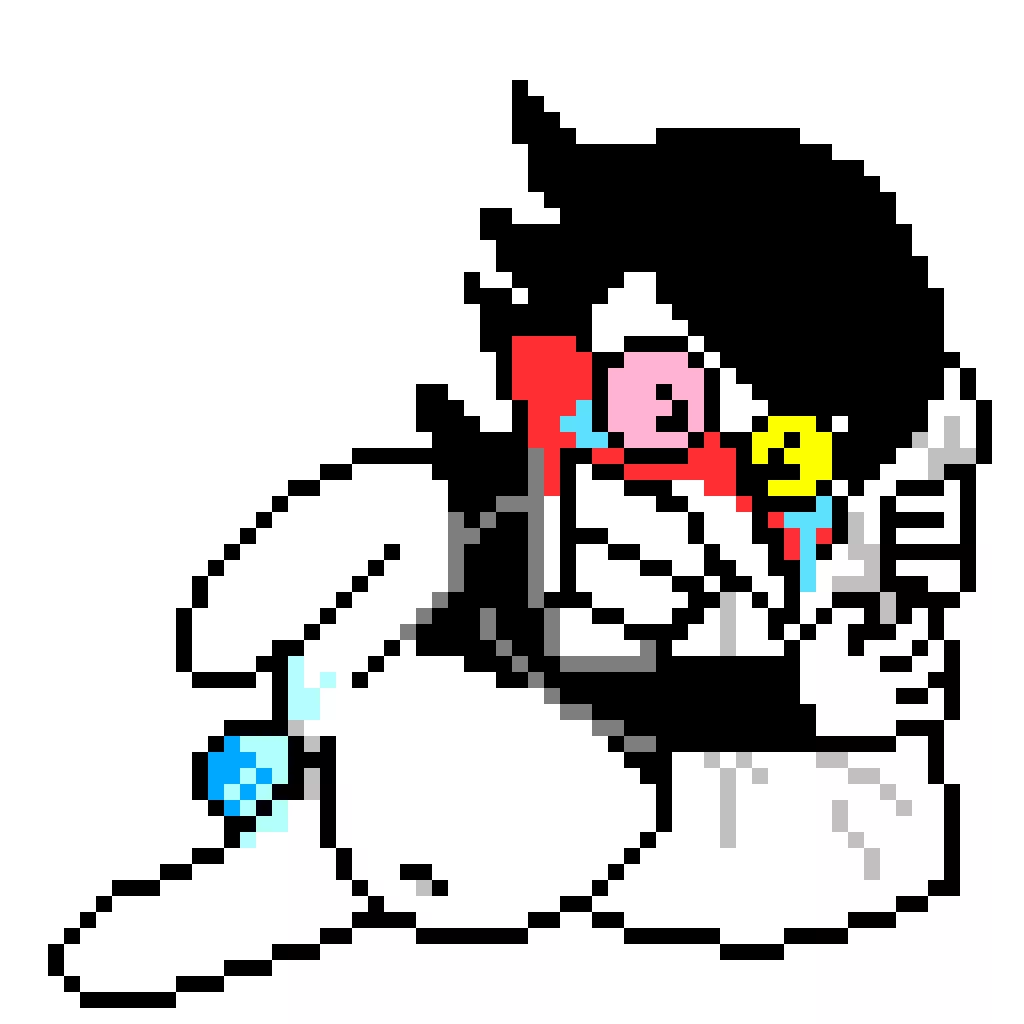Been doodling in dotpict lately! Spamton's having a hard time with those pipis.