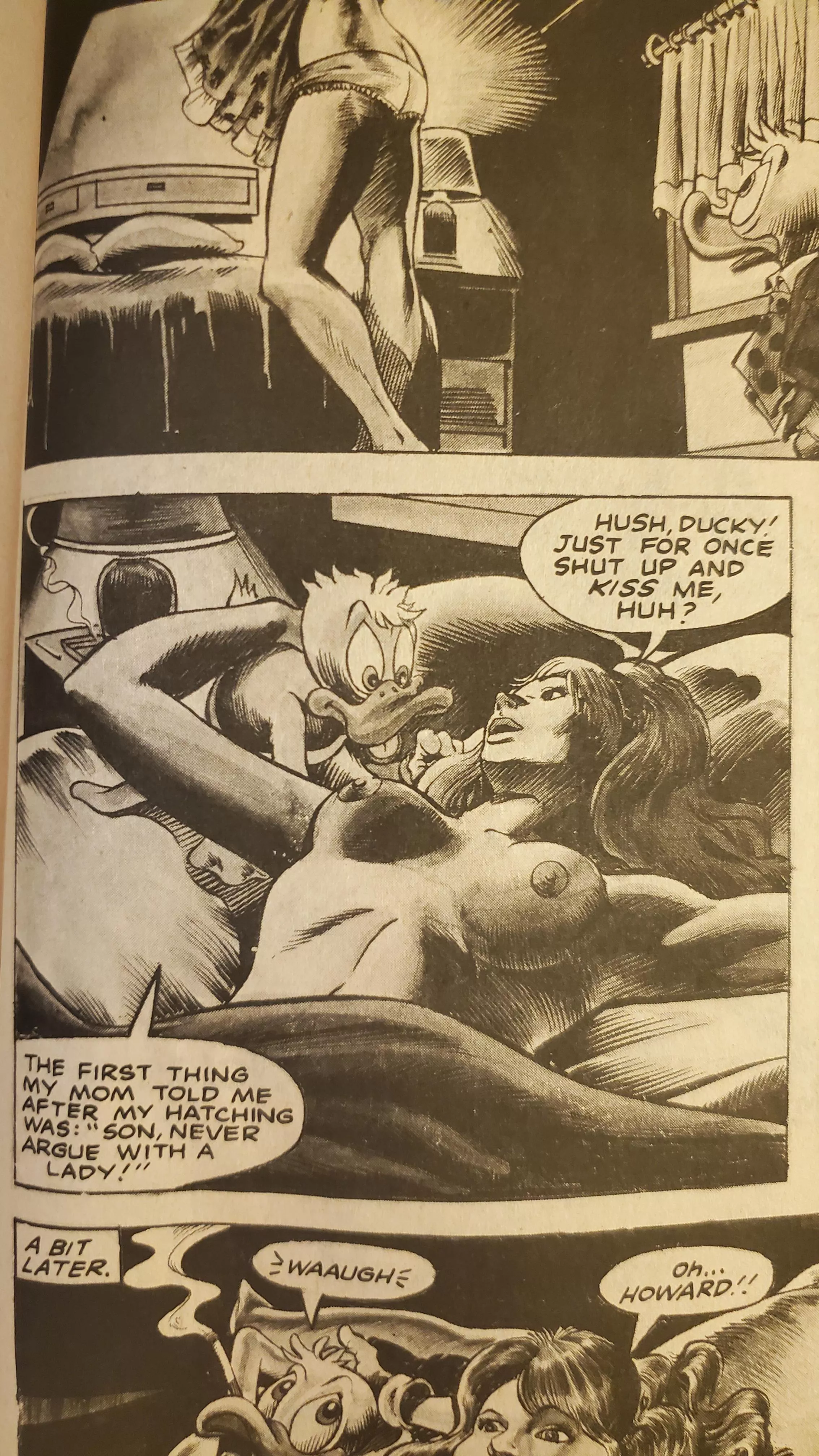 Beverly Switzler shows the plot of [Howard the Duck magazine #1 (1979)]