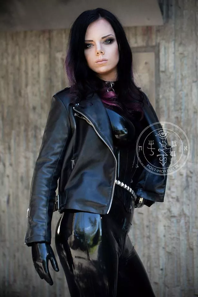Biker jacket over latex top 😉