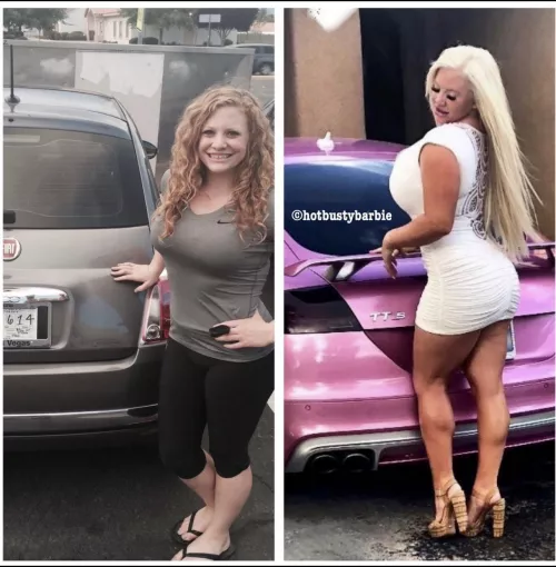 Bimbofication! Better car bigger tits! Fake lips, fake tan, fake hair. What should I do next?