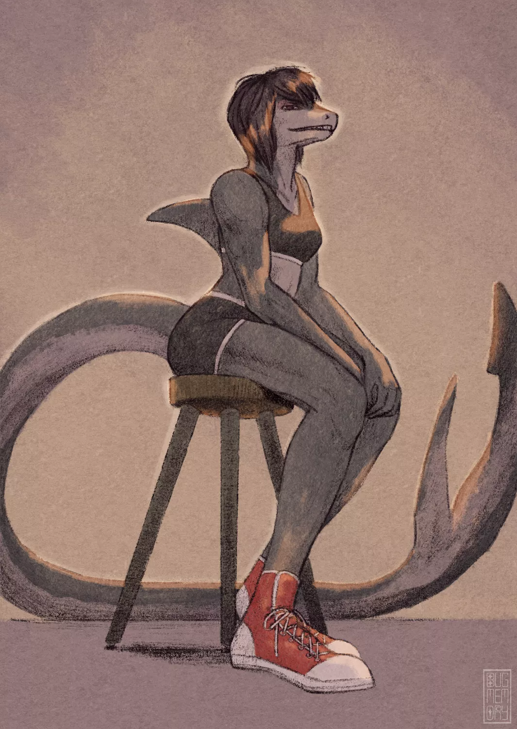 Birthday present for the spouse! Sheena, a shark. She sit.