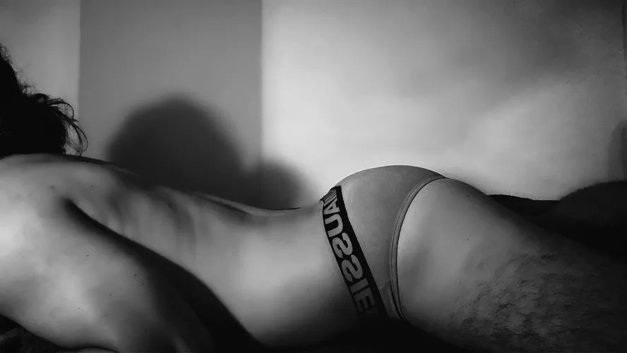 Black and white art of wearing Briefs