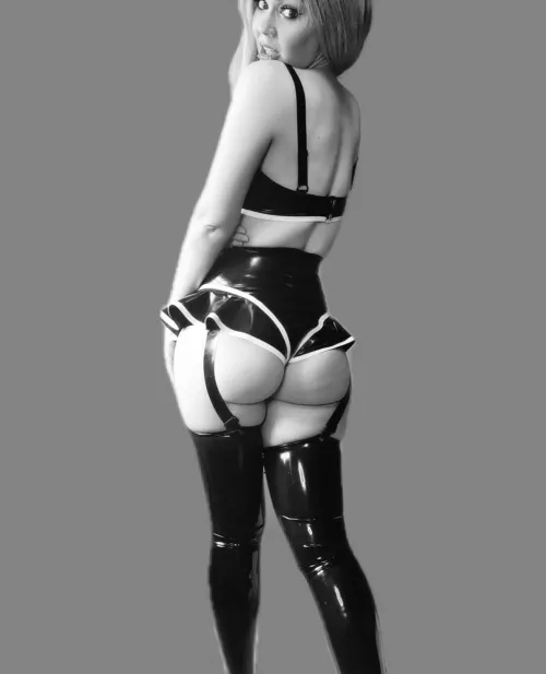 Black and white edit on a pic from earlier this year. These are still my favourite panties (f) (oc)