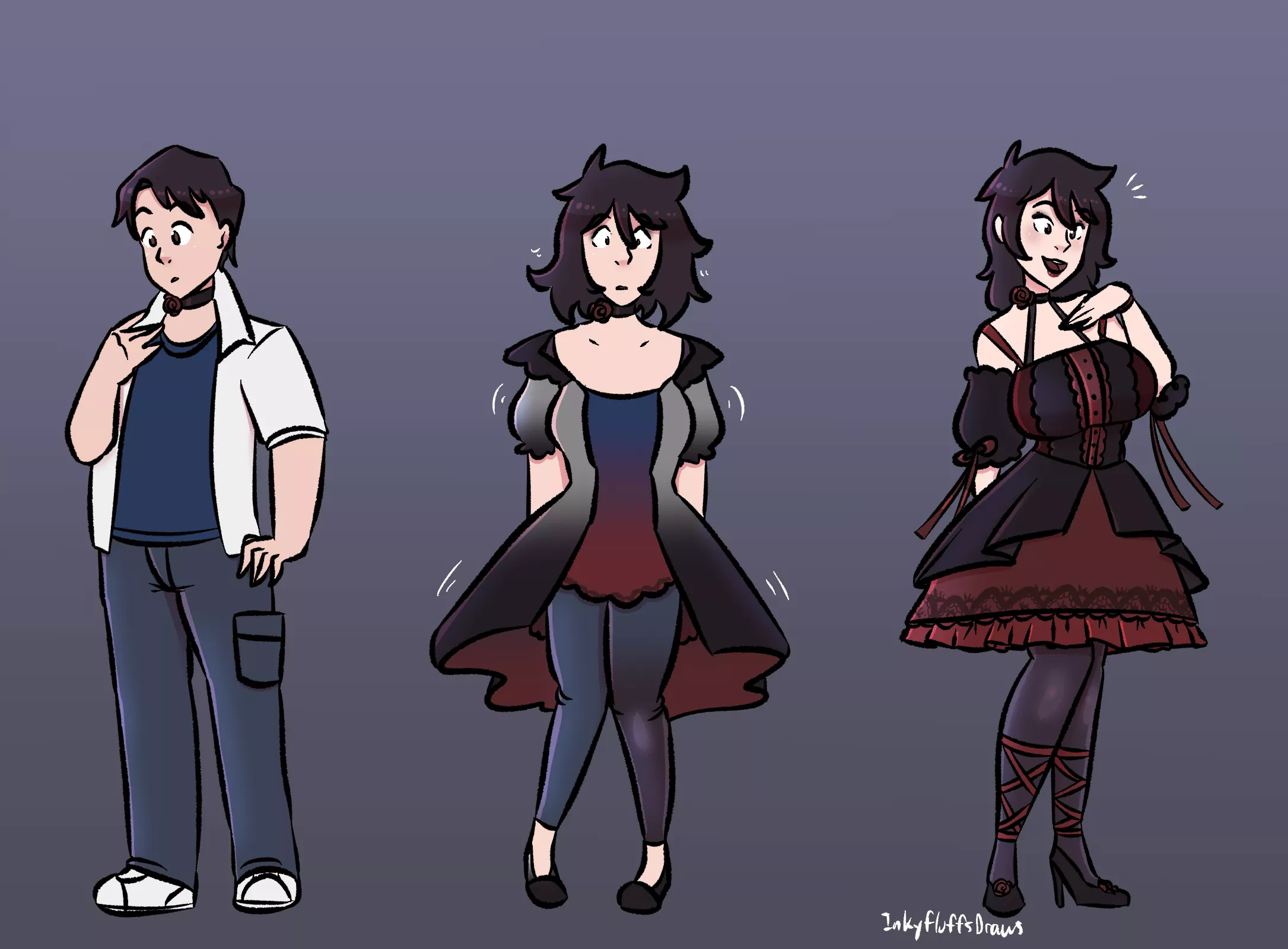 Black Rose Choker by Inkyfluffdraws (TGTF, Gothification)