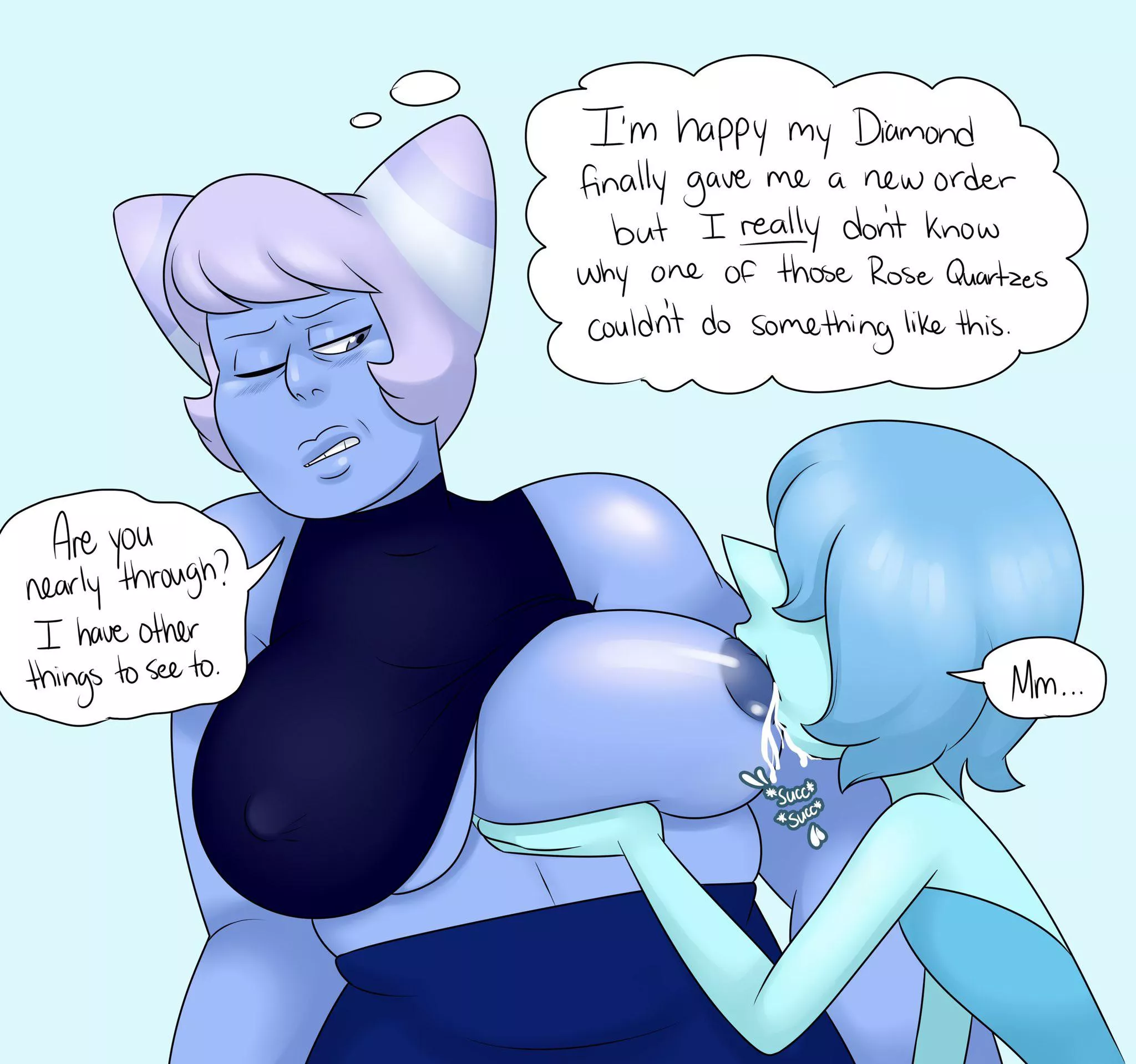 Blue Pearl enjoys some of Holly Blue Agate’s tiddy milk (art by MissGreeneynsfw) Blue Pearl enjoys some of Holly Blue Agate’s tiddy milk (art by MissGreeneynsfw)