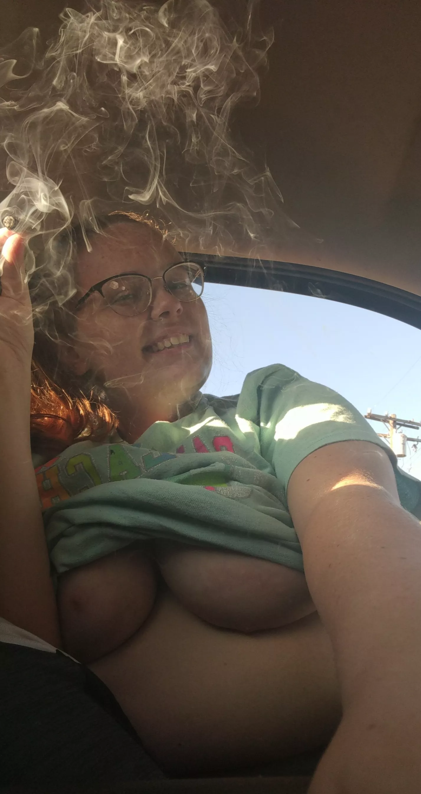 Boobies and doobies in the car Boobies and doobies in the car