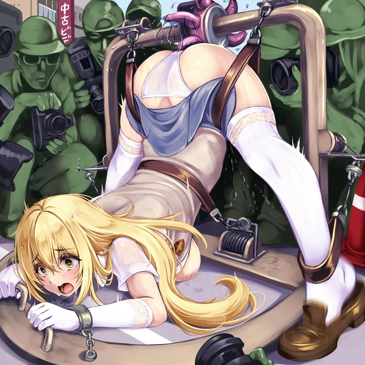 Bound and stimulated, on display for everyone Bound and stimulated, on display for everyone