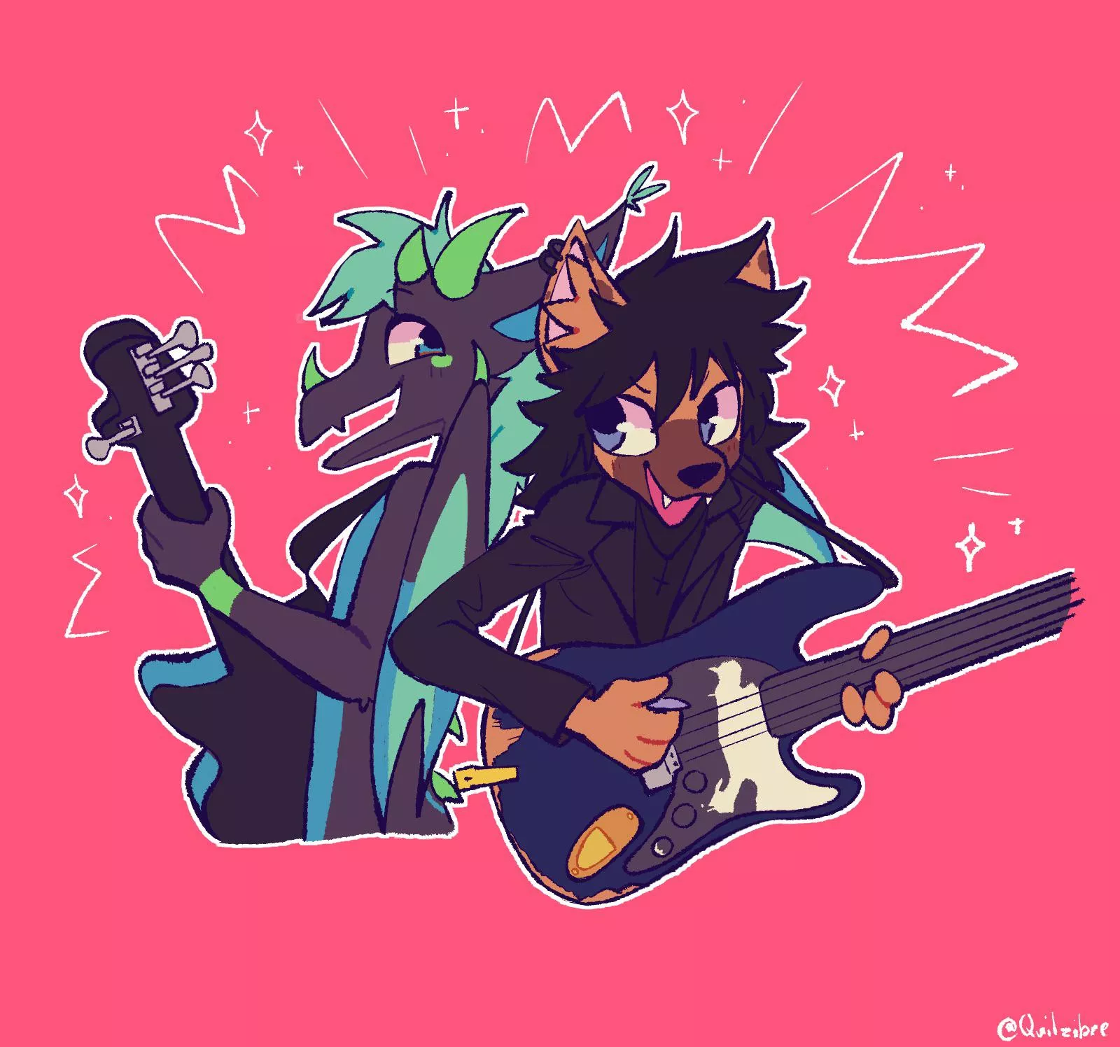 boyfriend strumming! art by @Quilzibre on twitter!