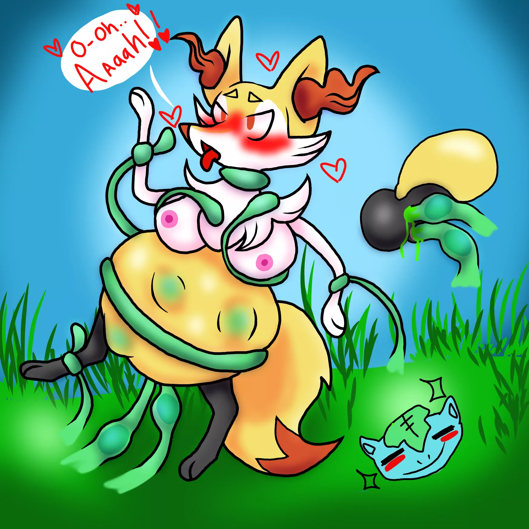 Braixen is helping Venusaur spread pollen!