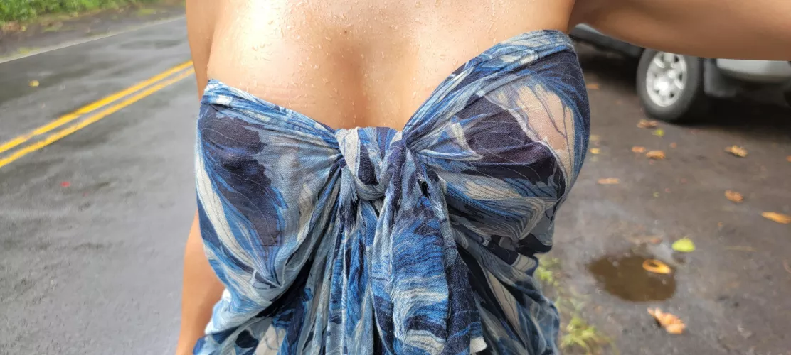 Braless and caught in the rain