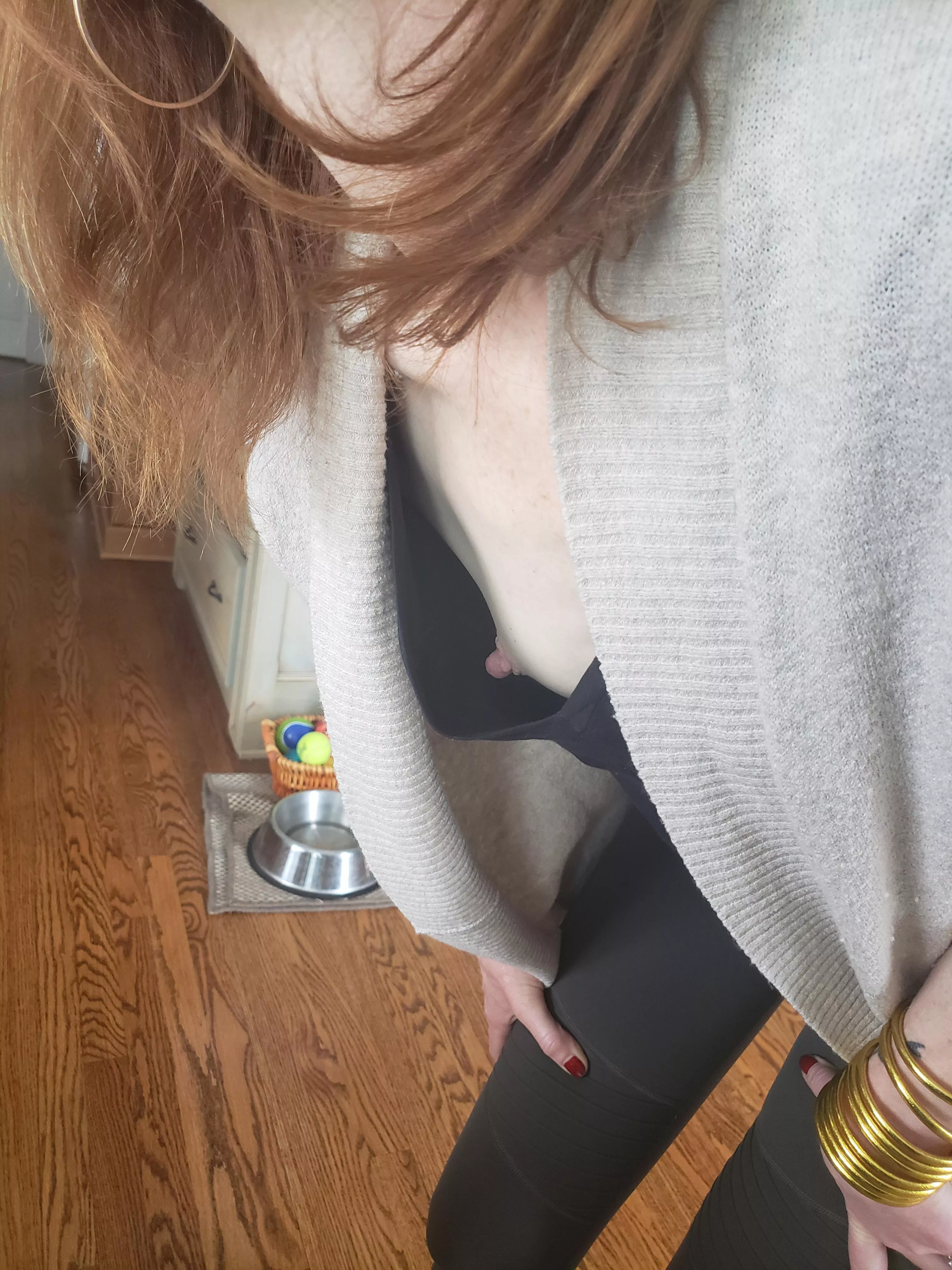 Braless Hotwife getting ready to leave for work. <3