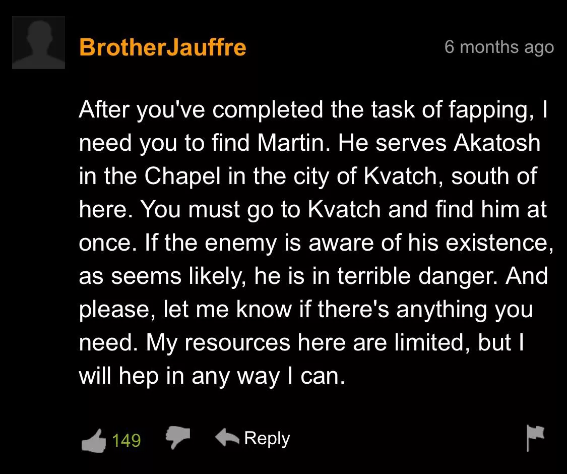Brother jauffre wants you to return to your duties Brother jauffre wants you to return to your duties