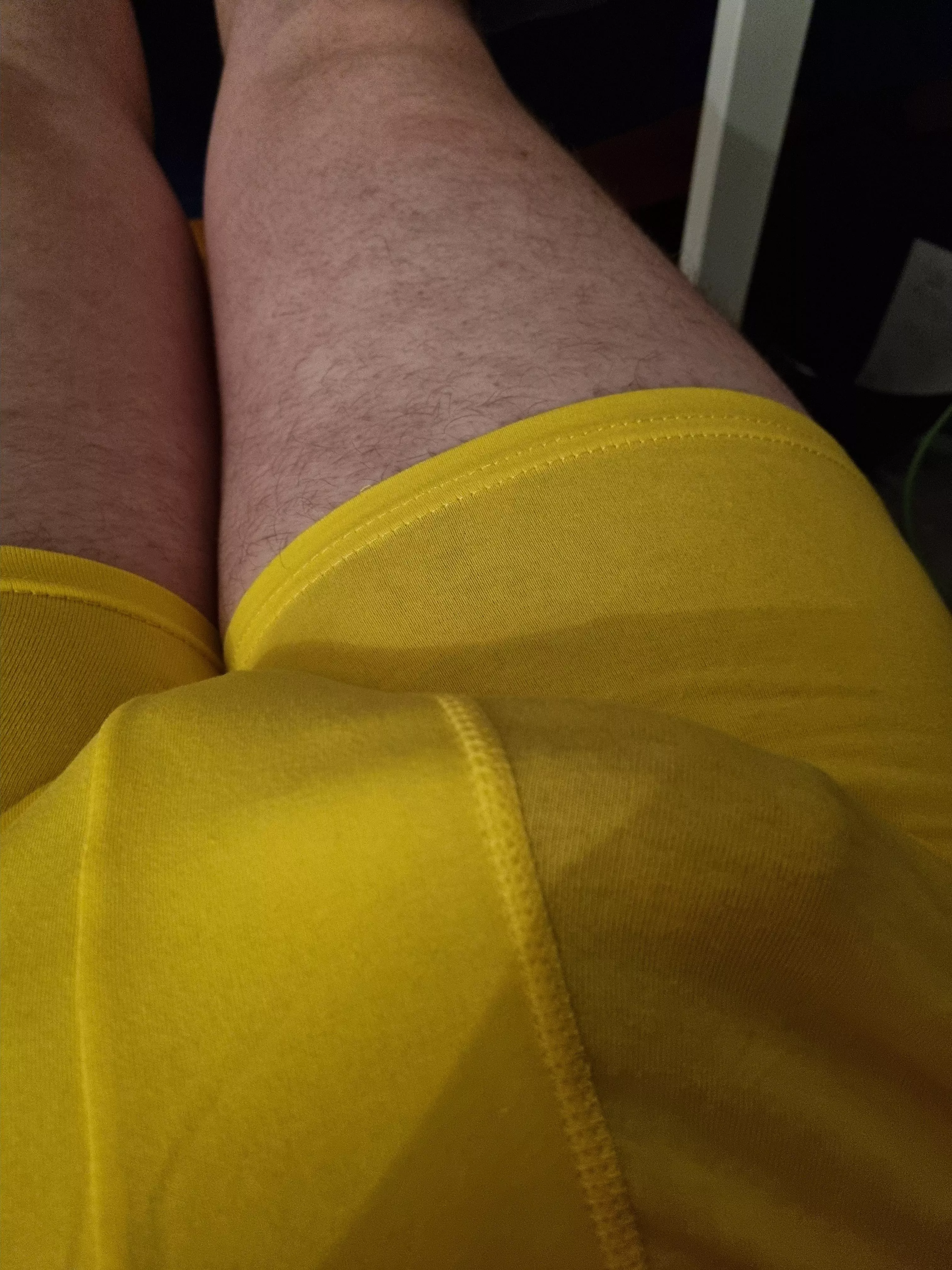 Bulging through my new yellow underwear