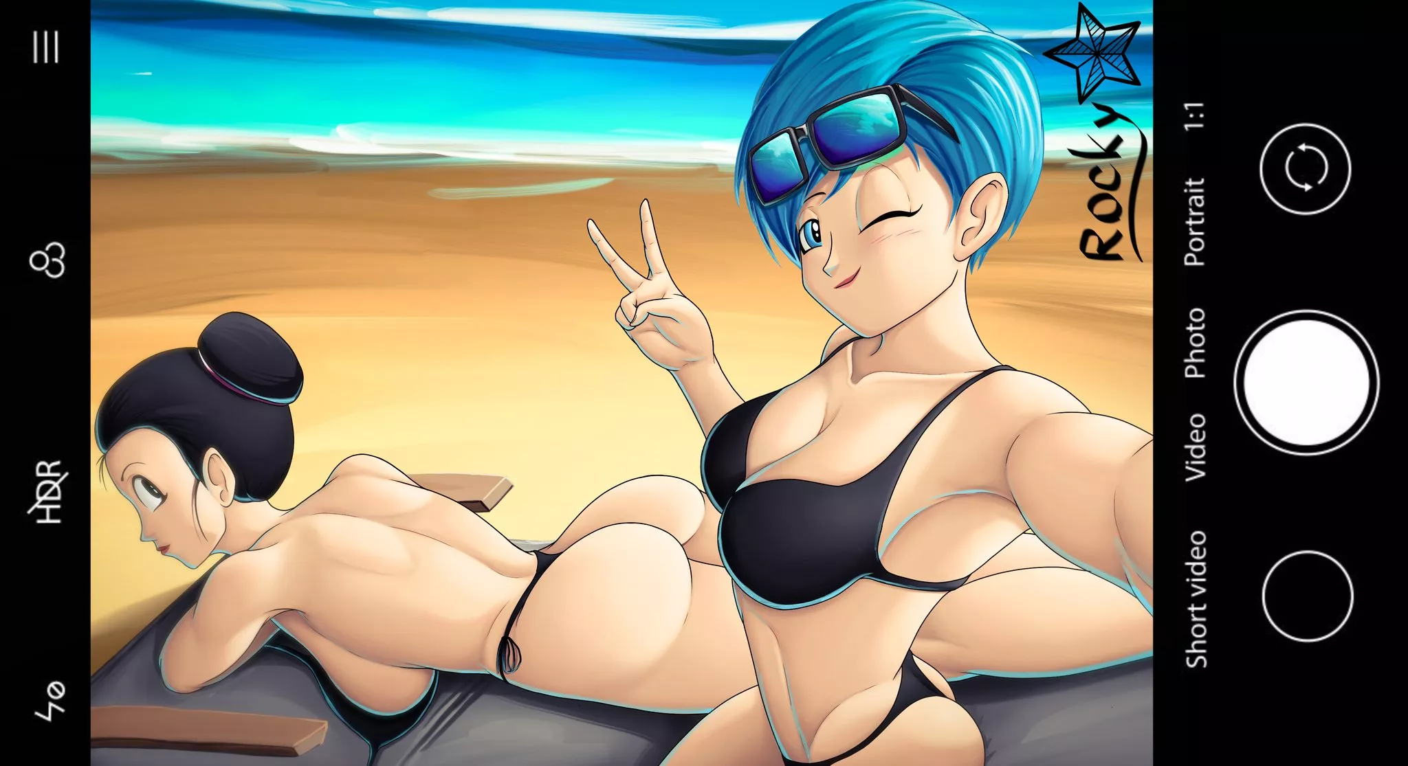 Bulma & Chi-Chi at the beach (Rocky Star)