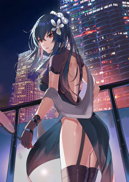 Busty Beauty In A High rise At Night (FFNF Saint Louis, Azur Lane, Iris Libre Faction)