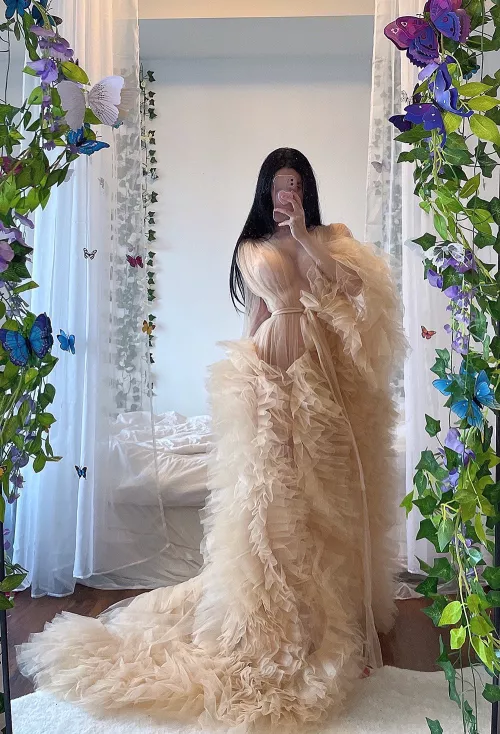 Busty Haru in long dress