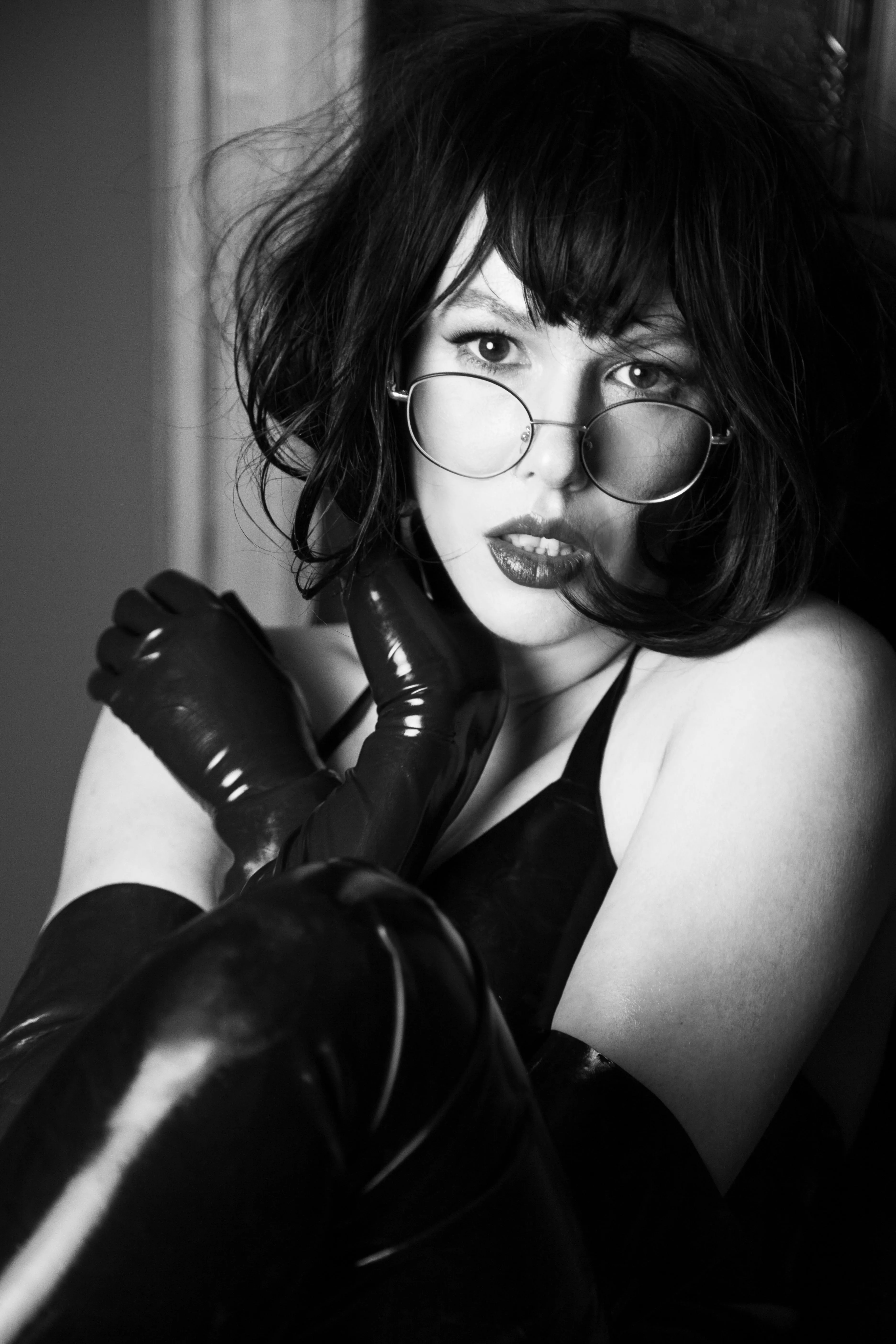 B&w portrait in latex [OC]