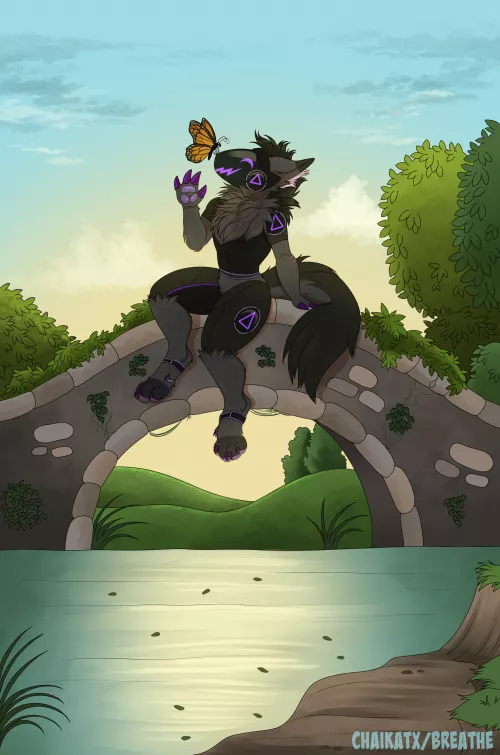 By the river 🦋 Illustration for JimtheDoggo by me, Chaikatx@twitter