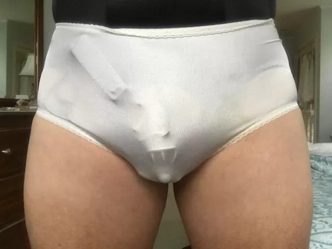 Caged with urethral plug, vibed and pantied.