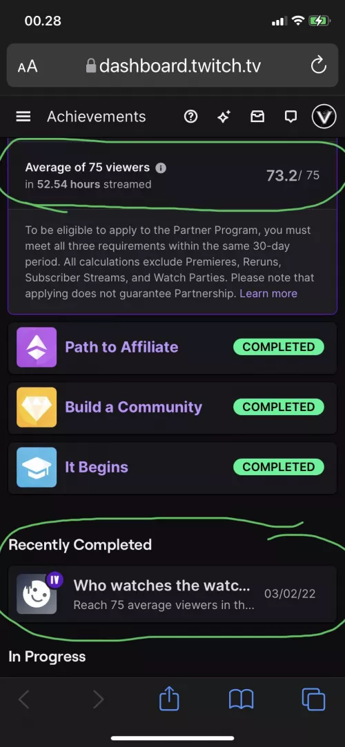 Can someone explain why Patch to Partner doesn’t sync with achievements? My Dashboard also says 80 avrg in the past 30 days and i unlocked 75 avarage on February 3rd which was my last requirement for Path to Partner?