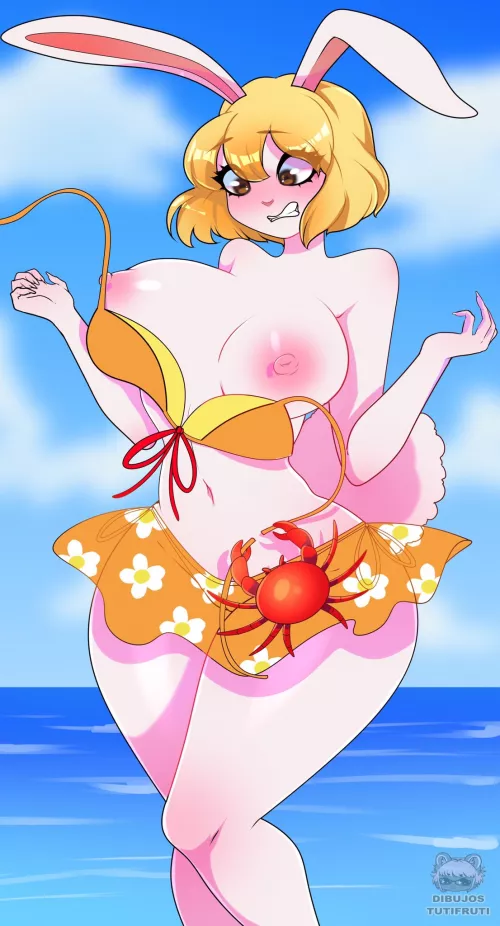 Carrot's huge, soft tits are too much to handle for her bikini
