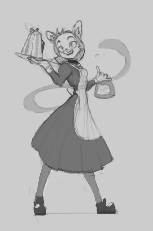 Cat maid sketch.