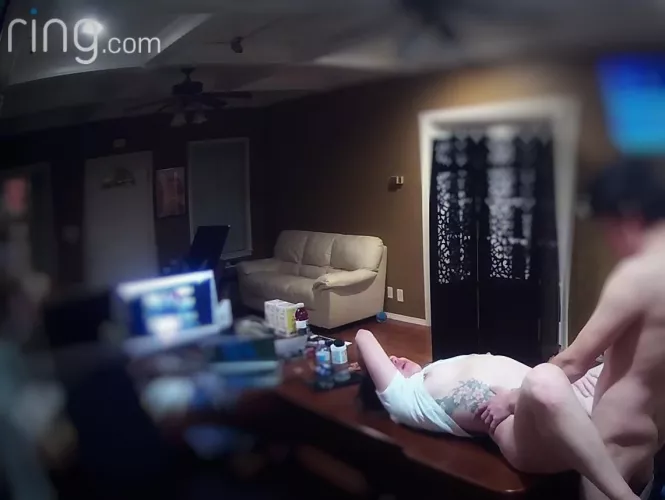 Caught my wife with our babysitter. She didn't know I put a security cam up in my home office. I was away on a business trip and I got a motion alert very late and saw this. He used to watch our kids before he left for college, didn't know he was back