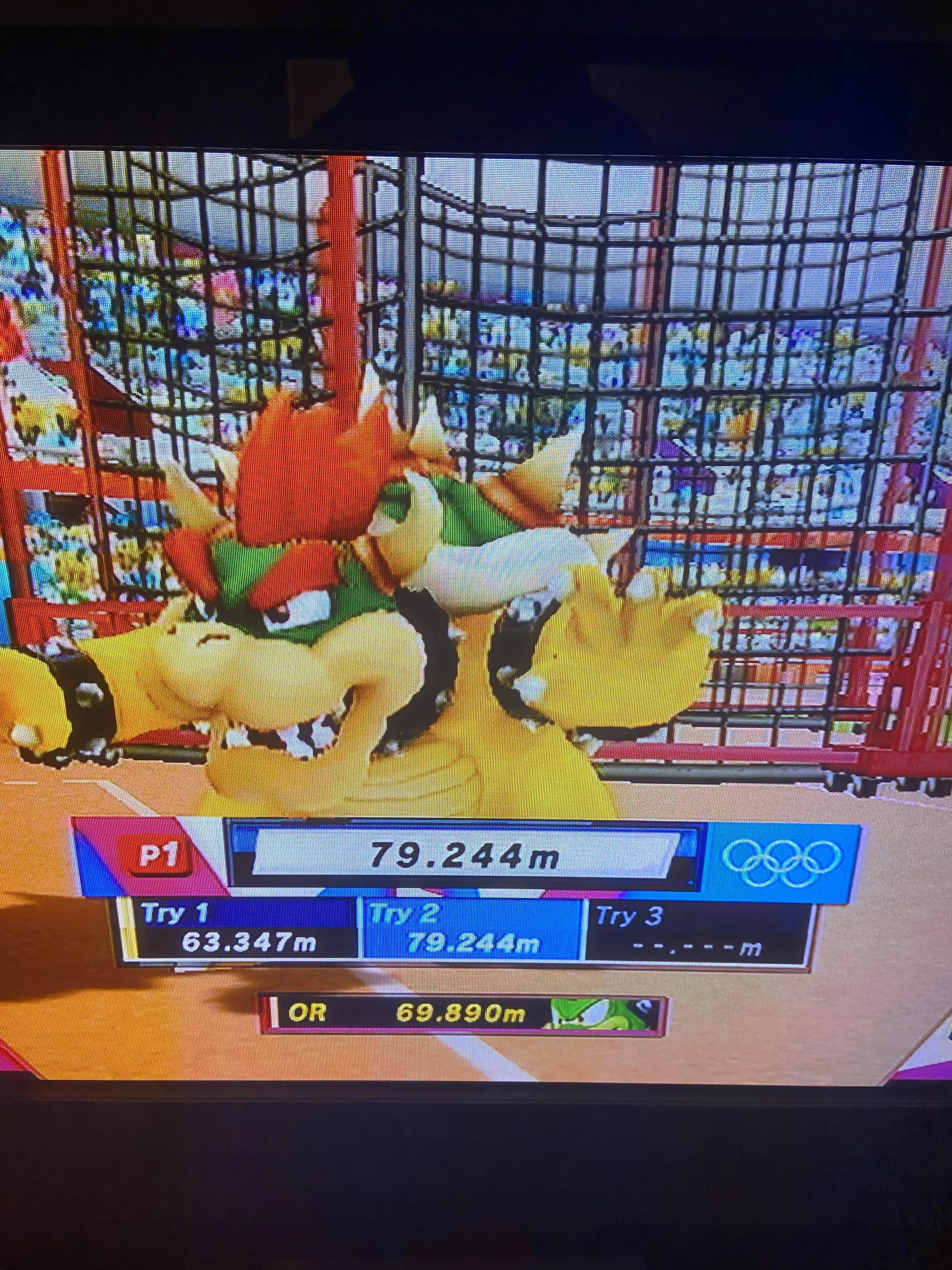 Check out this discus record I hit in Mario and Sonic at the 2012 London Olympic Games (for the Wii)