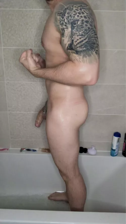Checking my progress in the shower