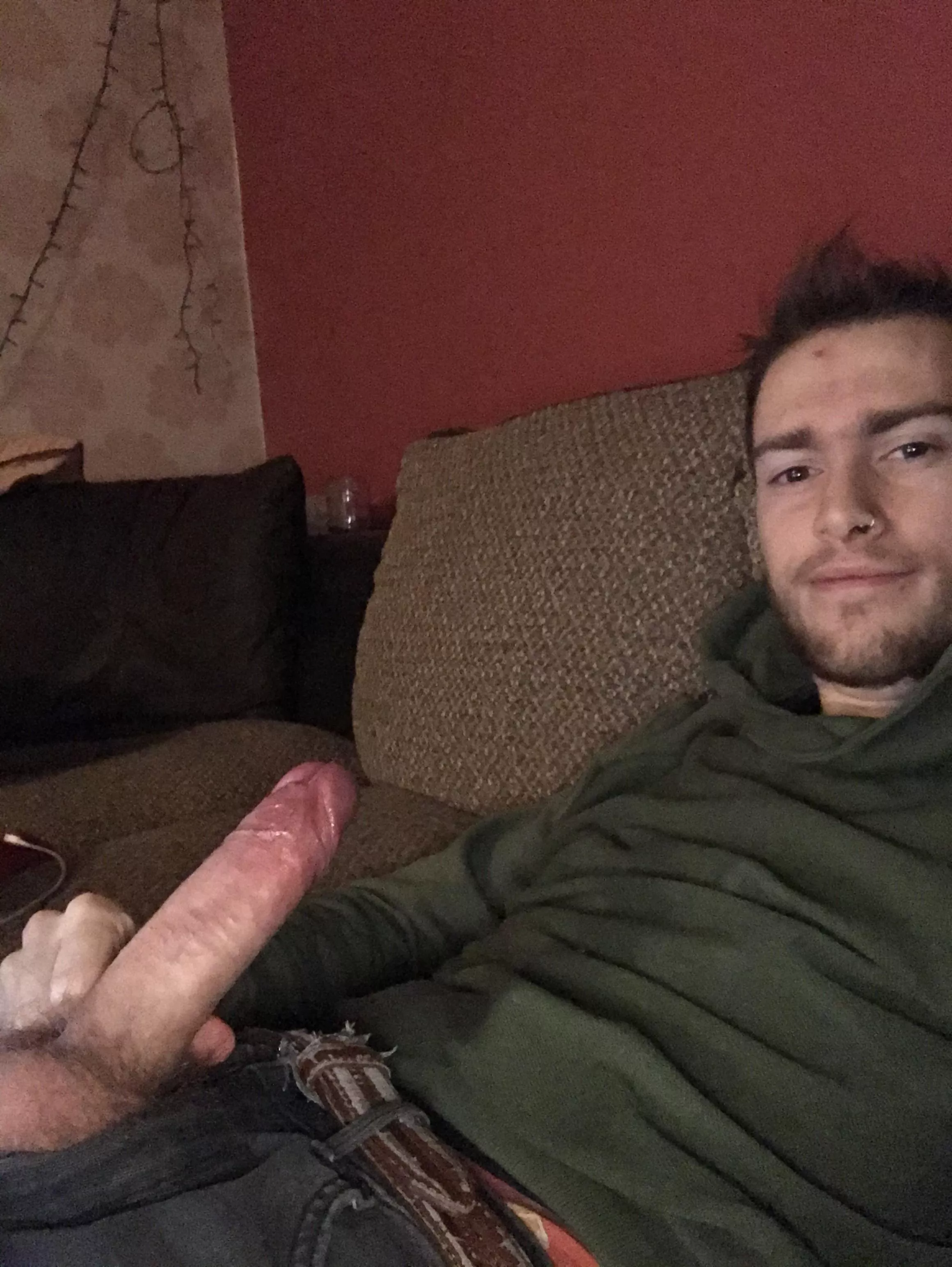 Chilling on the couch with my cock out, hit me with those rates ;)
