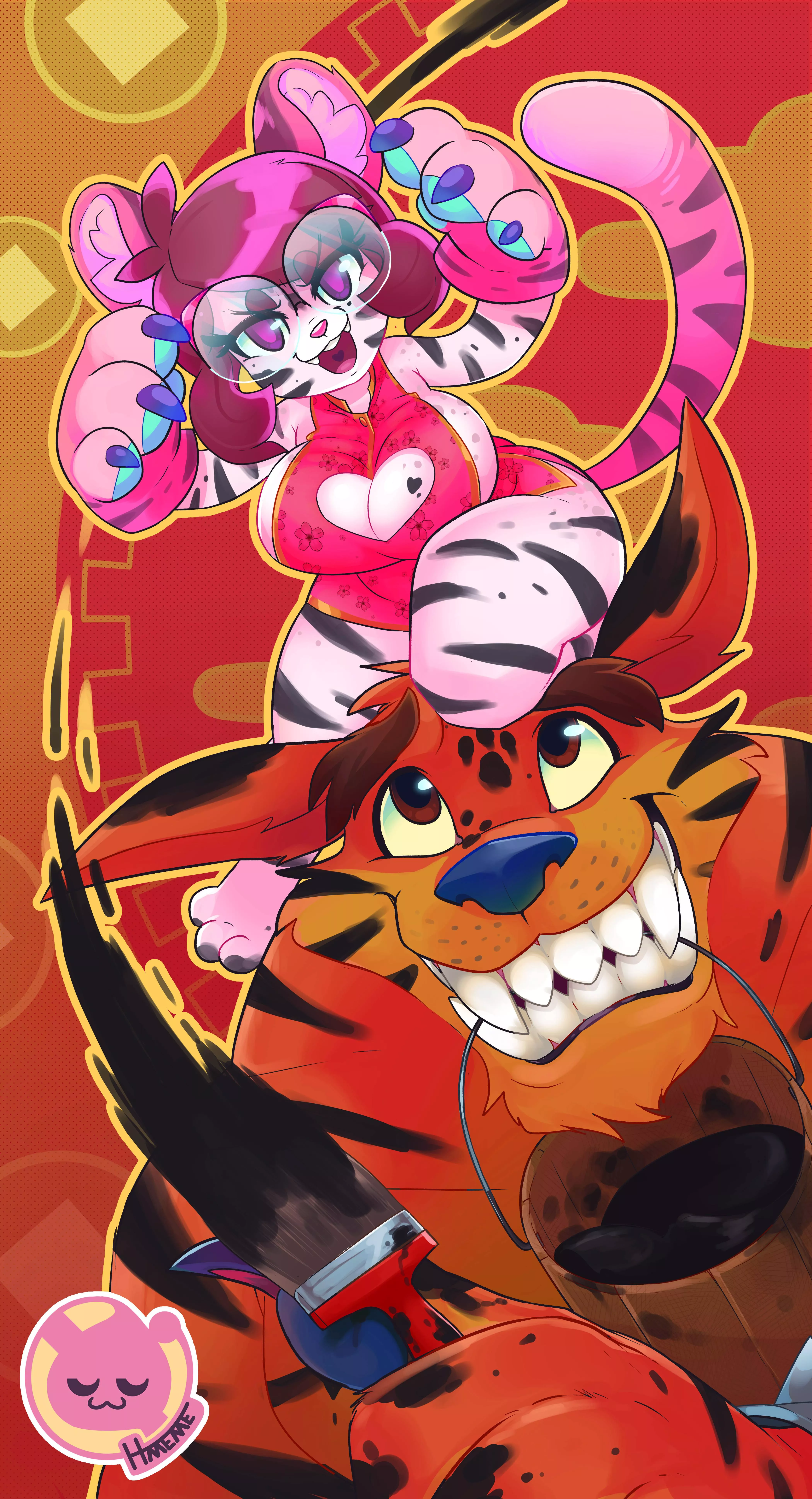 Chinese New Year with Tiny Tiger OwO ( art by me, @HmemeUwU on Twitter)