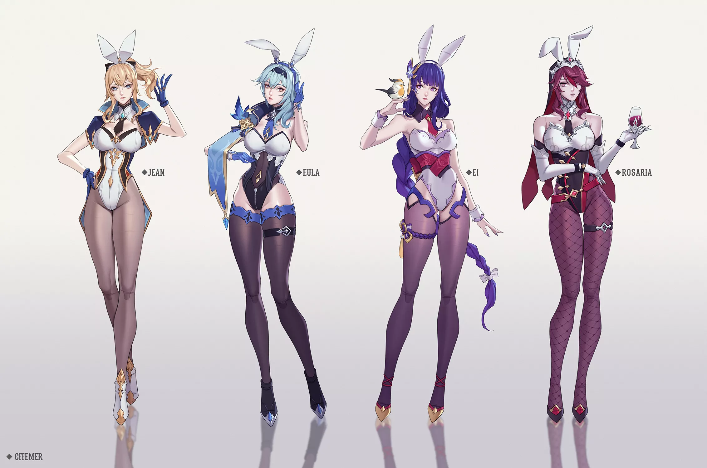 Choose your bunnygirl: Jean, Eula, Ei, or Rosaria?