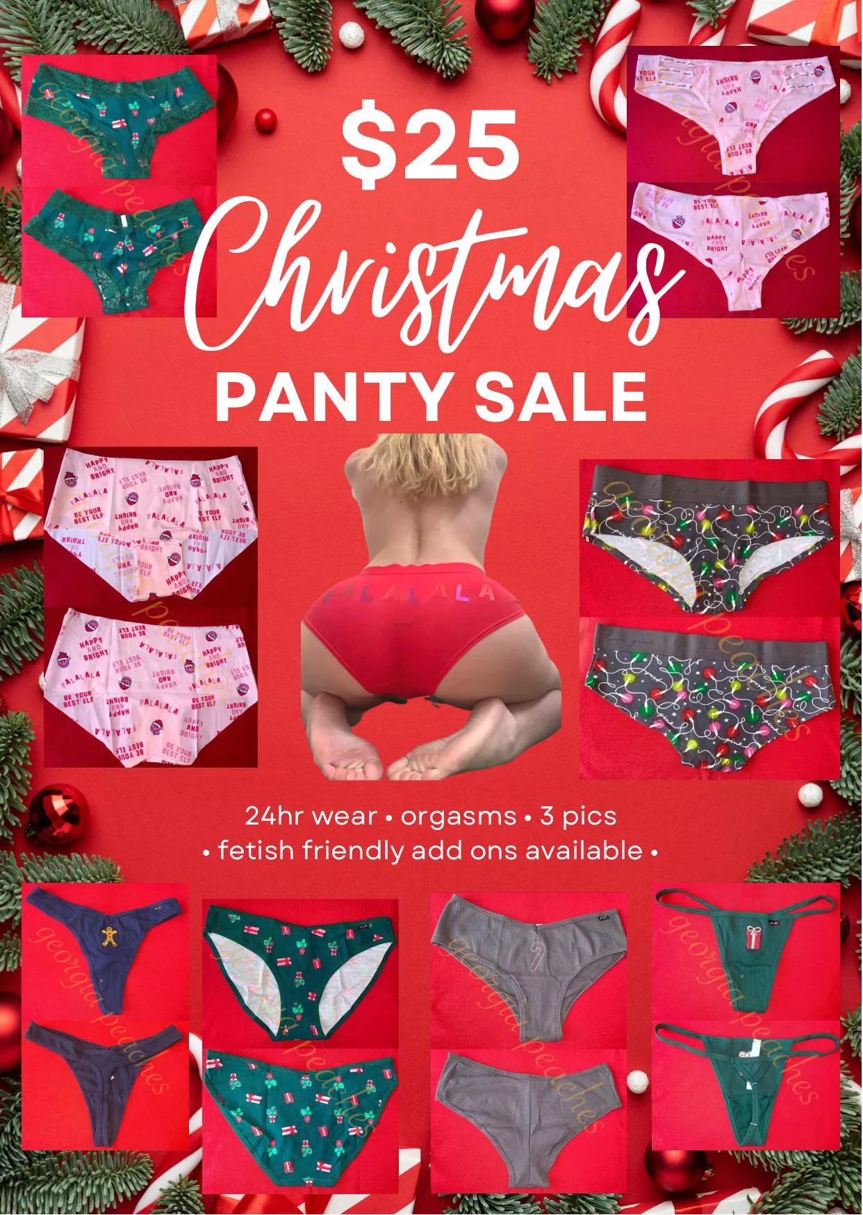 ❤️💚christmas might be over but i still have some festive panties left💚❤️ treat yourself to a pair of my delicious christmas panties for just $25 🎁 24hr wear + orgasms + 3 pics🎄fetish friendly add ons available✨ [PTY] [SELLING] kik: 