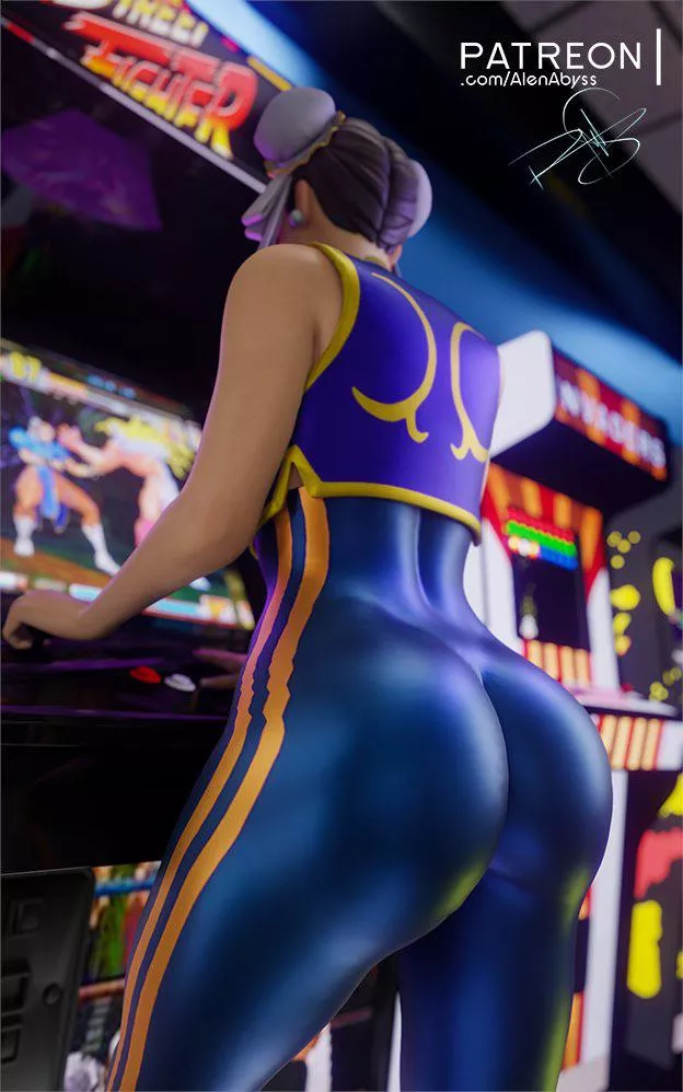 Chun-Li caught while playing (AlenAbyss) [Street Fighter]