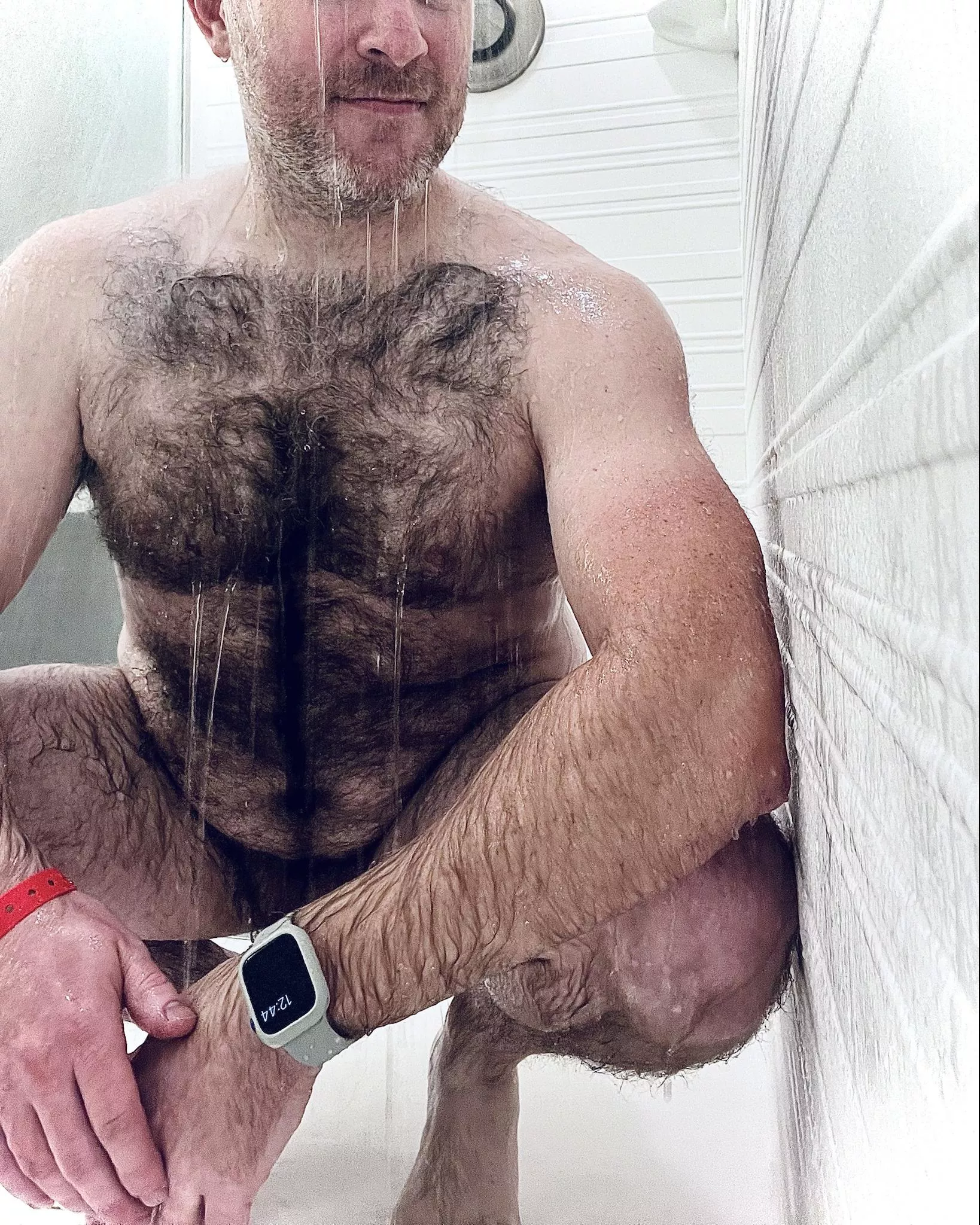 Cleaning off at the hotel after a night out.