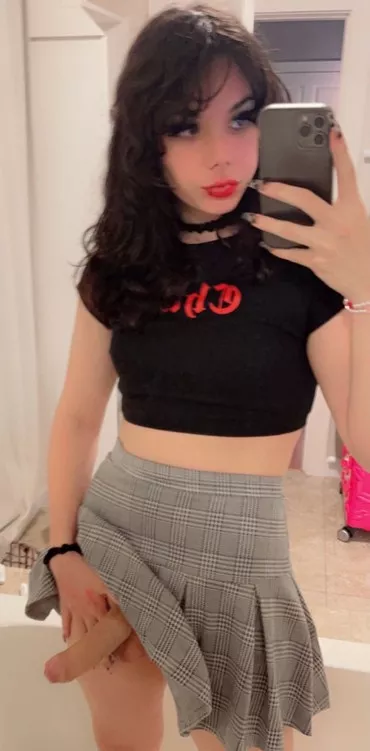 Cock hiding under skirt