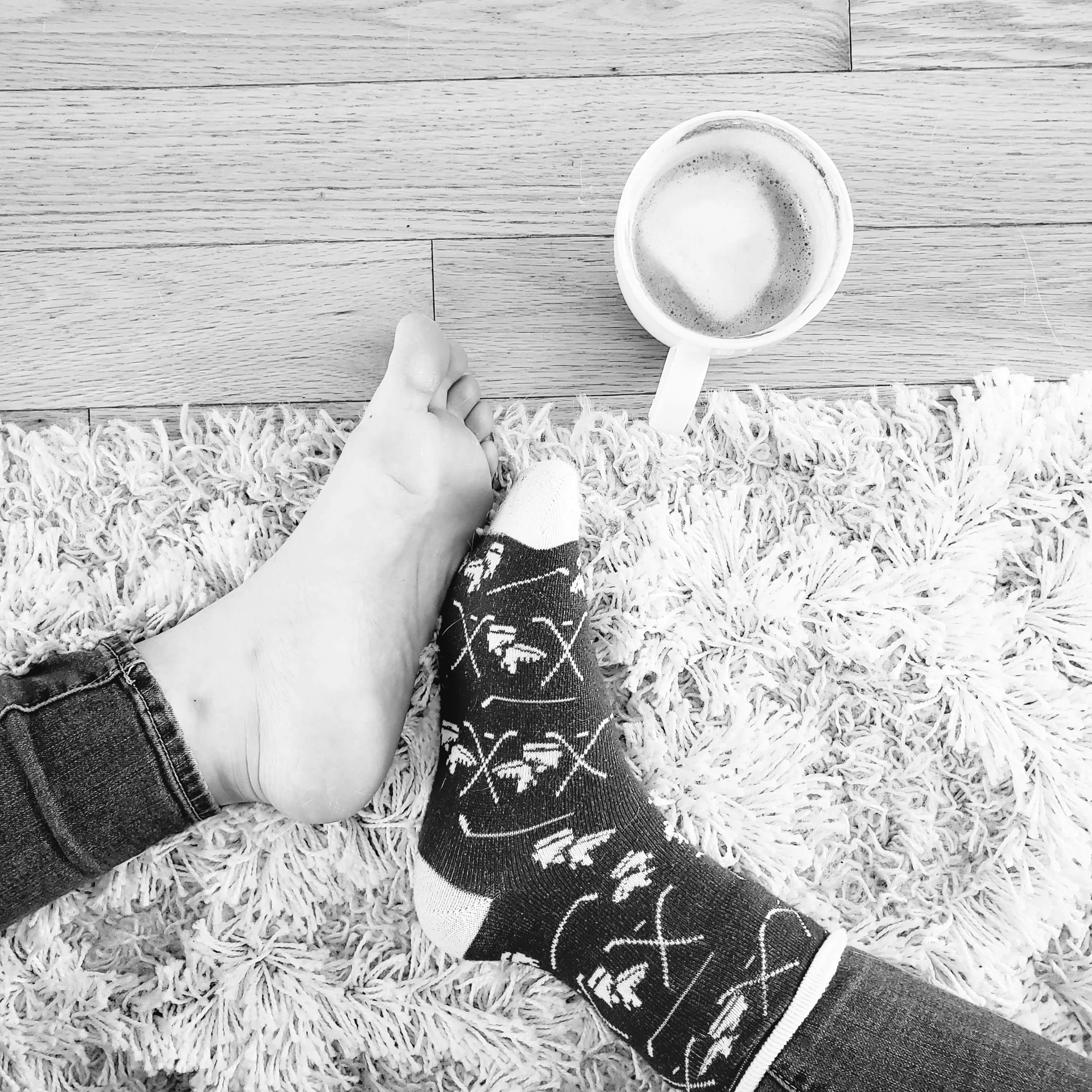 Coffee, Christmas sock and sole. Is there better than that? ☕🎄👣❤️