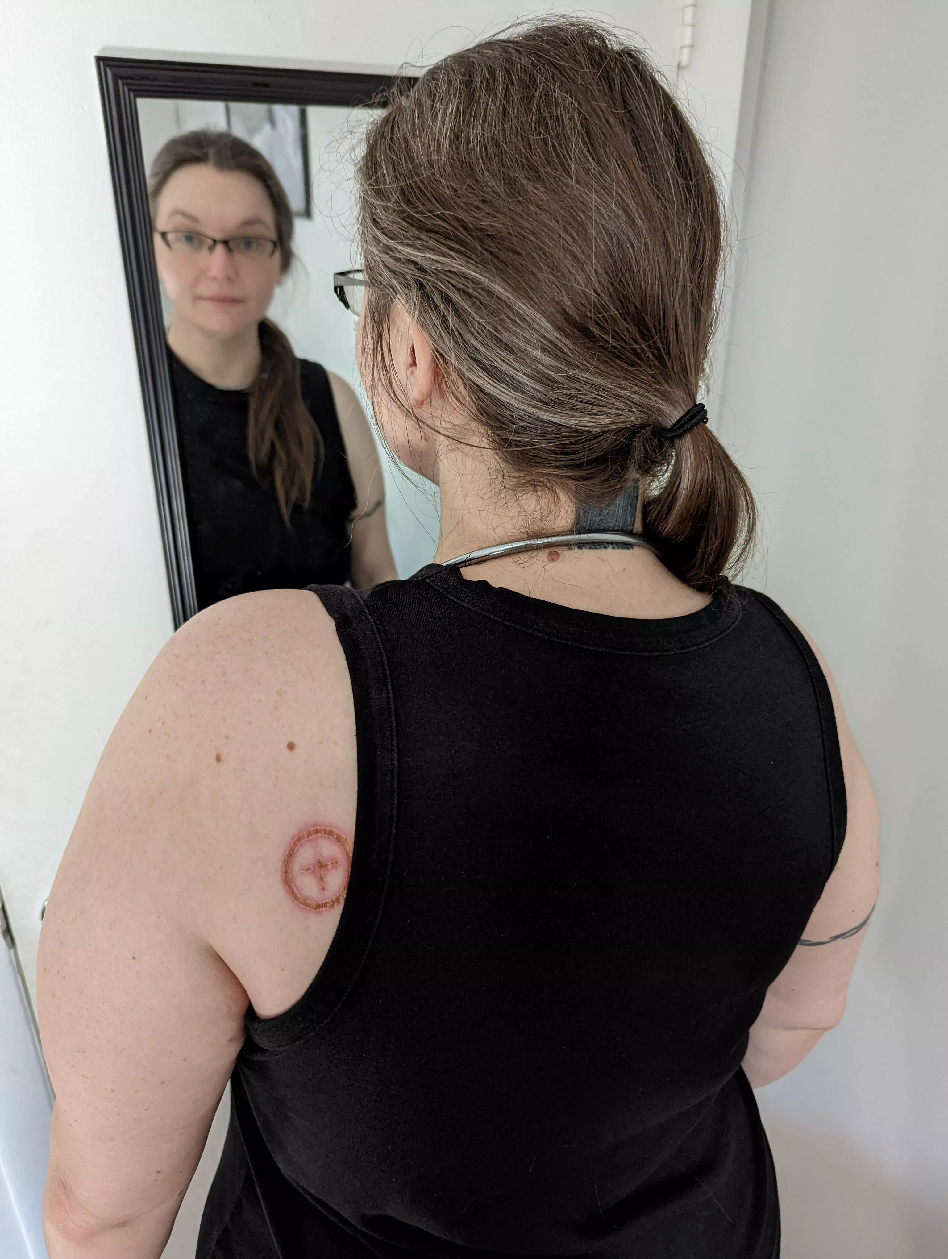 Collared, pierced, tattooed, and now branded 🥰