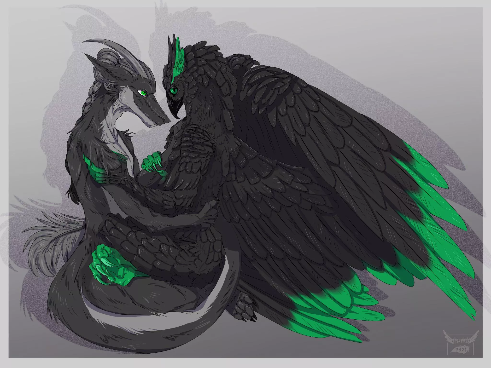 Commission for Fisky on telegram. They are the dragon their partner is the owl