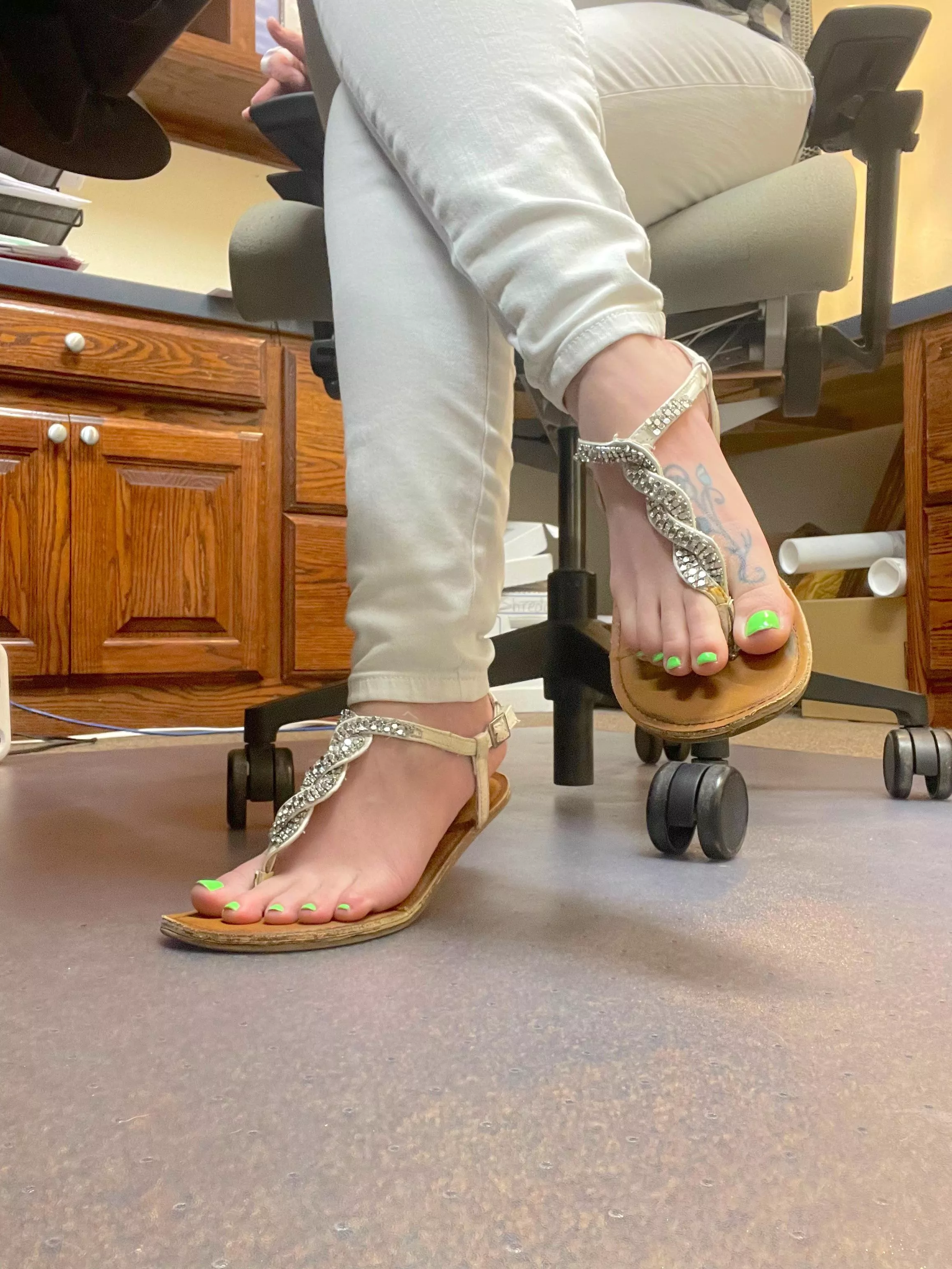Could you step into my office and remove these sandals for me? Or should I keep them on? Could you step into my office and remove these sandals for me? Or should I keep them on?
