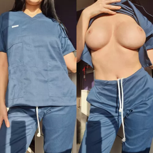 Could you tell I'm hiding these puppies under my scrubs?