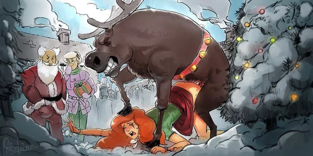 Cousin Mel got more than she expected when she went to see Santa (disclaimer)