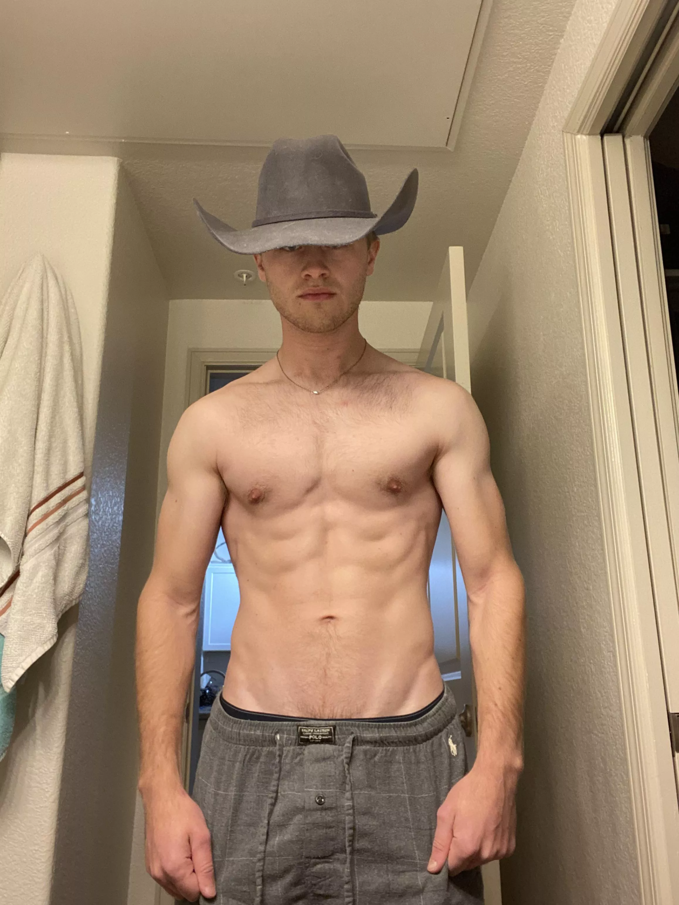 Cowboy hat and PJ mix socially acceptable??