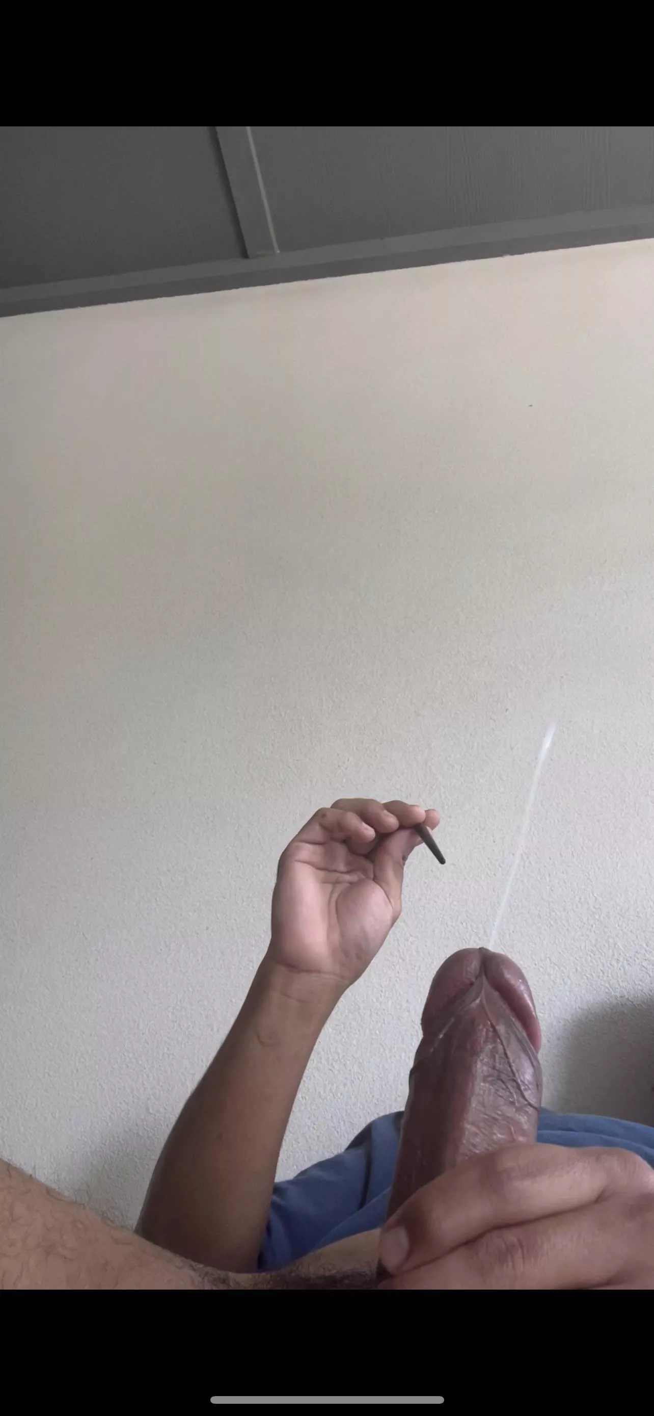 Cum shot flew to the wall. Cum shot flew to the wall.