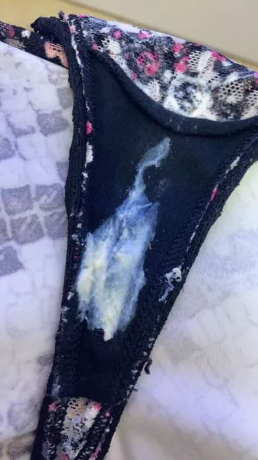 Cum soaked floral lace panties, thinking of you 😉