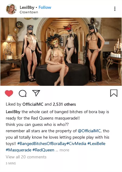 [[cuntagram]] @LexiBby Daddy says if you can find me you can fuck me!!! #RedQueensMasquerade